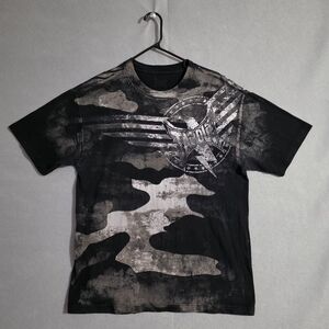 Vtg Y2K Tapout Mens AOP Camo Eagle T Shirt MMA UFC Size Large